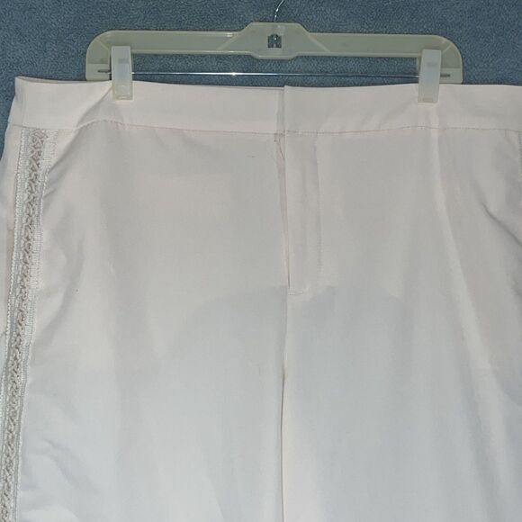 Eloquii‎ Womens Dress Pants 16 Cream Wide Leg Crochet Cutout Resort Coastal Chic - Picture 3 of 10